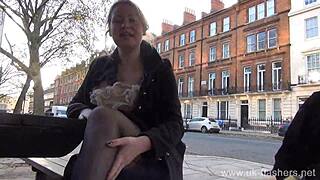 NAUGHTY BLONDE AMBER WEST FLASHES PUSSY UP SKIRT IN PUBLIC EXPOSURE!