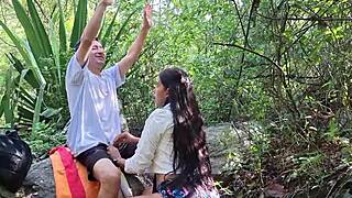 Hikers lose their way in the jungle, strip down and fuck wildly in the open air surrounded by thick vines and heat