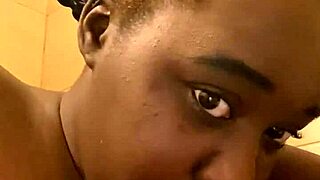 Young ebony teen 18+ babe flaunts tight wet pussy ass and natural tits in steamy shower tease