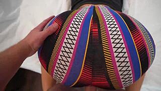 pov fucking curvy girl's huge wet ass and tight pussy doggystyle in torn leggings till creampie overflow