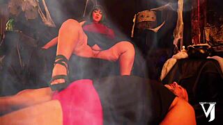 Witchy Halloween tempts brother with big tits and monster cock ride