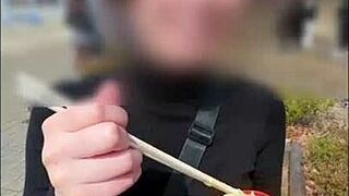 Cheating Japanese Boss Wife Creampied Hard by Subordinate on Cherry Blossom Date