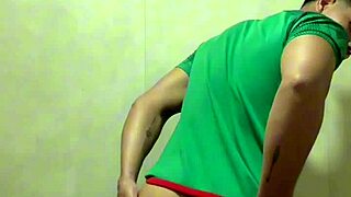 Mexican footballer strokes cock in gym bathroom