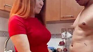 best fuck with my stepmom in kitchen juicy anal creampie