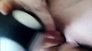 how does that huge thick dildo rip clothes and drip wet in pussy fucking?