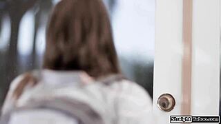 big tits milf yanks hubby's bbc right outta that teen's wet pussy