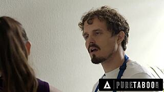 House cleaner Alison Rey flirts then gets pounded by rich customer Will Pounder in front of husband!