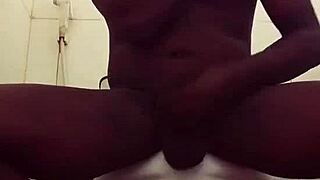 Naija dude jerking hard to neighbor's loud cock-riding moans 😩💦