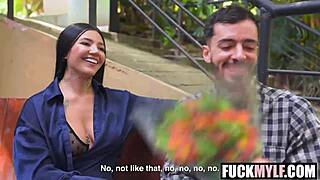 filthy teen sucks mike zander's cock pov with small tits ass