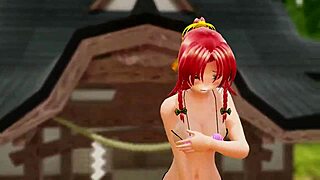 bare girl sways hips outdoors with bouncing tits and ass