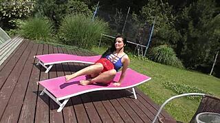 Pussy Teased Boldly No Panties Miniskirt Garden