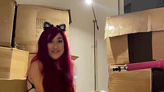 that redhead teen beauty strips sexy dancin shavin pussy teasin with dildo mouth for sex machine ride