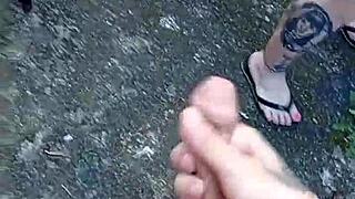 he sucked that big cock bareback on the street flashing tattoos