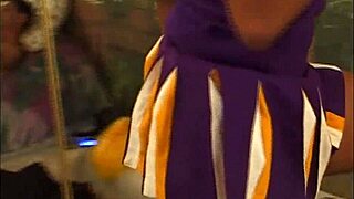 Ebony Cheerleader Rides Daddy Bent Over In Skirt