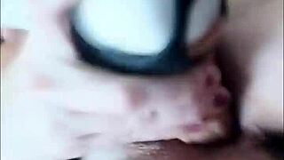 how does that huge thick dildo rip clothes and drip wet in pussy fucking?