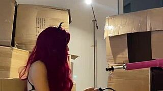 that redhead teen beauty strips sexy dancin shavin pussy teasin with dildo mouth for sex machine ride