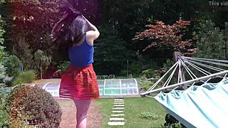 Pussy Teased Boldly No Panties Miniskirt Garden