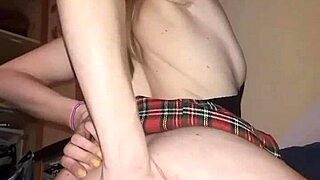 A horny blonde slut fingers her pussy and ass
