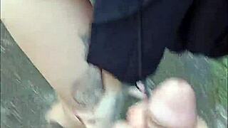 he sucked that big cock bareback on the street flashing tattoos