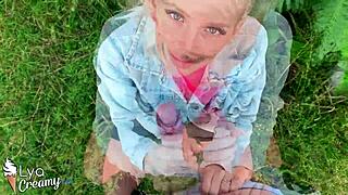 imagine her blonde lips wrapped around that monster cock outdoors before the sloppy cumshot pov