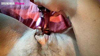 hot bushy babe alone at home fingers her pussy until she squirts hard