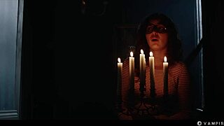 picture this nerdy girl mesmerized by sexy blonde vampire in gothic manor as she rips clothes for wet pussy licking domination