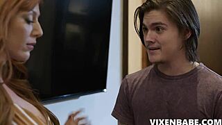 Bb w redhead stepmom rides stepson's cock with big tits bouncing before cumshot