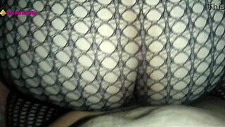 That latina milf bbw wife in fishnets bends over doggystyle takin big balls from mexican prostitute style poundin