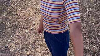 he tricks stepsis into jungle hike then rips clothes for wild dorm-style pounding