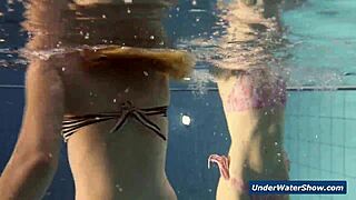 😍 Horny Czech teens rip bikinis off poolside!! 🔥💦