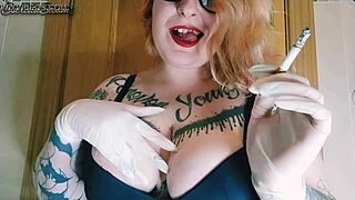 Smoking Hot Chubby Euro In Gloves Bares Massive Tits!