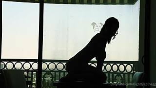 big titty goth egg bounces wildly on huge dildo ride shaking her shaved ass and tits!