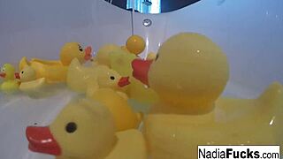 nadia looks so sexy masturbating in the bath with rubber duckies