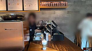 public starbucks toilet blowjob 😩 then cumwalk sipping coffee with facial dripping everywhere 👅💦