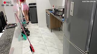 security cam catches my tasty maid ass drivin the boss totally crazy now