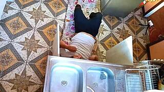 unfaithful wife moans loud while plumber fucks her fat ass in kitchen 🍑🔥😈