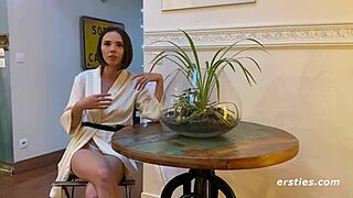 Eve slips into a steamy bath showing off her sexy curves and piercings.