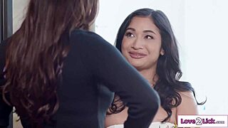 Avery black licks karlee greys shaved pussy and sucks tits after rescue