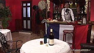 Amazing maid shares cocks riding cowgirl with stockings babe on sofa