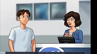 stepmom and stepsis huge boobs bounce wildly as they're deeply fucked together