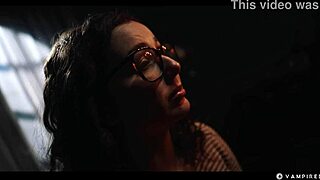 picture this nerdy girl mesmerized by sexy blonde vampire in gothic manor as she rips clothes for wet pussy licking domination