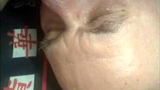 old man dives into mature pussy for some intense cunnilingus from upper view