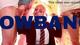 blonde babe challenges sexy redhead to cum first