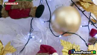 On Christmas night, taboo family orgy unfolds with teen, milf, daddy desires