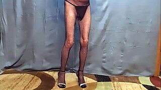 busy-bottom rocks new fishnet body stocking and heels for hd heel fuck update