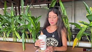 public starbucks toilet blowjob 😩 then cumwalk sipping coffee with facial dripping everywhere 👅💦