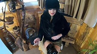 Milfycalla Deepthroats Huge Cock In Fur Coat Shiny Boots For Facial Cumshot