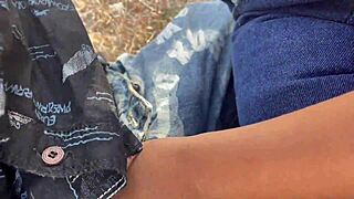 he tricks stepsis into jungle hike then rips clothes for wild dorm-style pounding