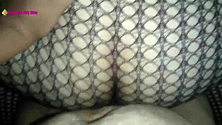 That latina milf bbw wife in fishnets bends over doggystyle takin big balls from mexican prostitute style poundin