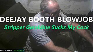 Stripper Geraldine Swallows Cock Deep in Deejay Booth!